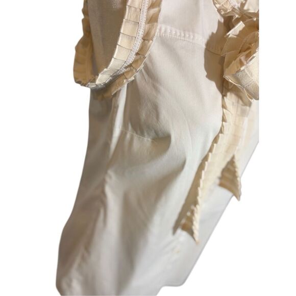 Tory Burch Prudence cream colored sleeveless blouse with ruffles neck tie - 2 - Picture 3 of 9